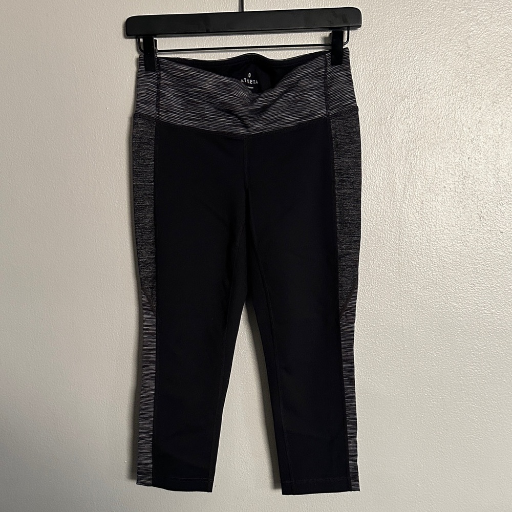 Athleta Black and Gray High-Rise Athletic Crop Pants